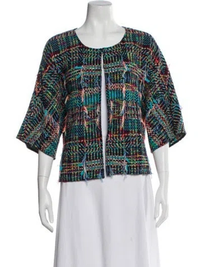 Pre-owned St John Printed Evening Jacket In Blue