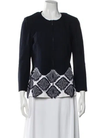 Pre-owned St John Printed Evening Jacket In Blue