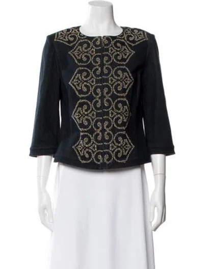 Pre-owned St John Printed Evening Jacket In Blue