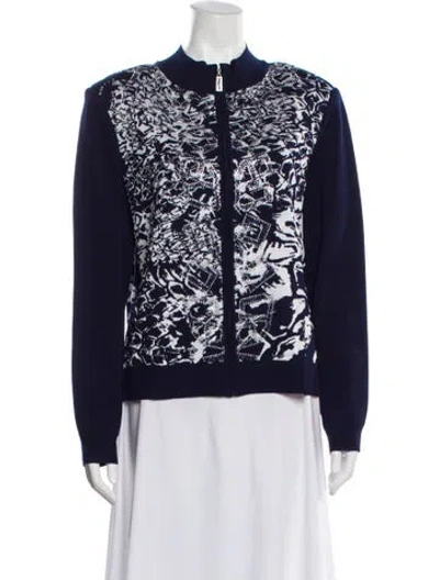 Pre-owned St John Printed Evening Jacket In Blue