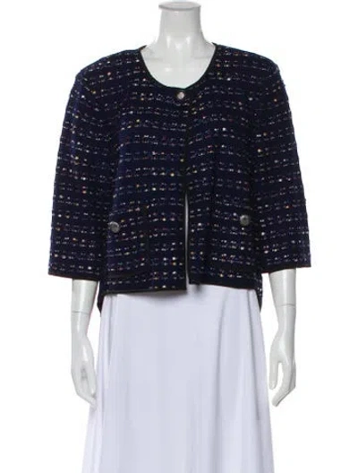 Pre-owned St John Printed Evening Jacket In Blue