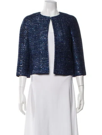 Pre-owned St John Printed Evening Jacket In Blue