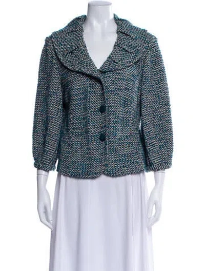Pre-owned St John Printed Evening Jacket In Blue
