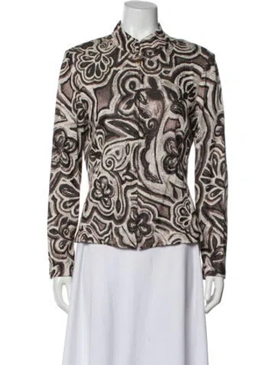 Pre-owned St John Printed Evening Jacket In Brown