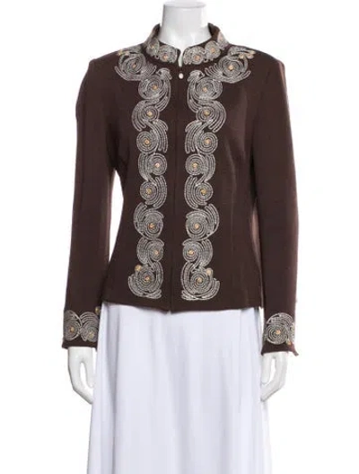 Pre-owned St John Printed Evening Jacket In Brown