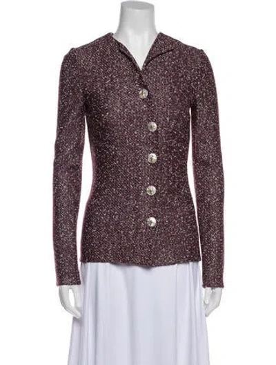 Pre-owned St John Printed Evening Jacket In Burgundy