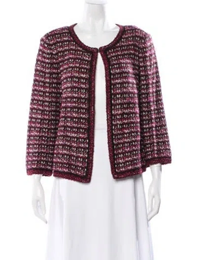 Pre-owned St John Printed Evening Jacket In Burgundy