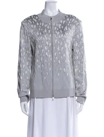 Pre-owned St John Printed Evening Jacket In Gray