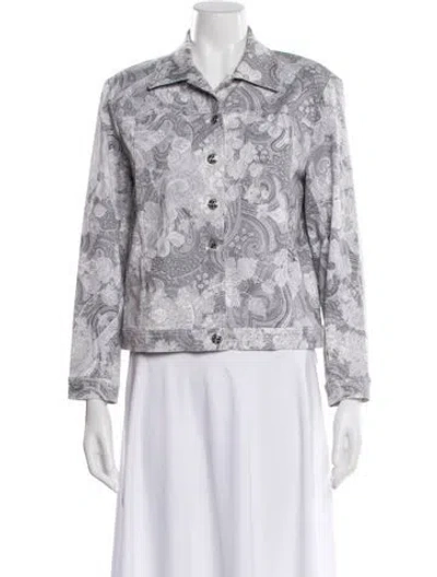 Pre-owned St John Printed Evening Jacket In Gray
