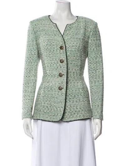 Pre-owned St John Printed Evening Jacket In Green