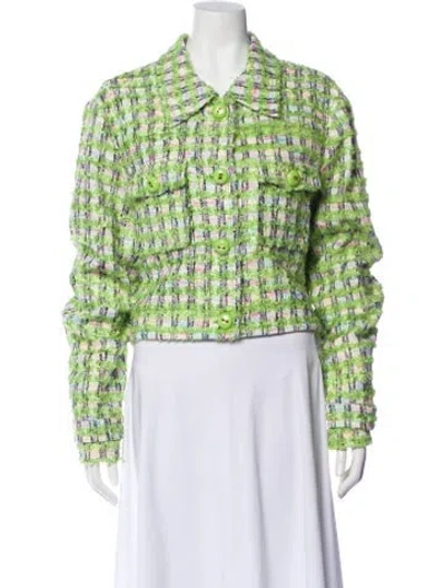 Pre-owned St John Printed Evening Jacket In Green