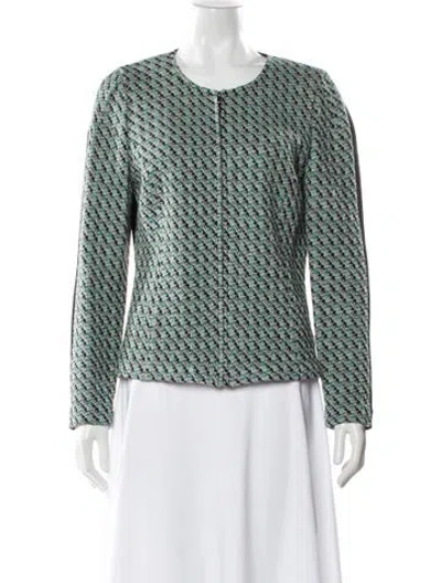 Pre-owned St John Printed Evening Jacket In Green
