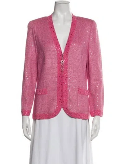 Pre-owned St John Printed Evening Jacket In Pink