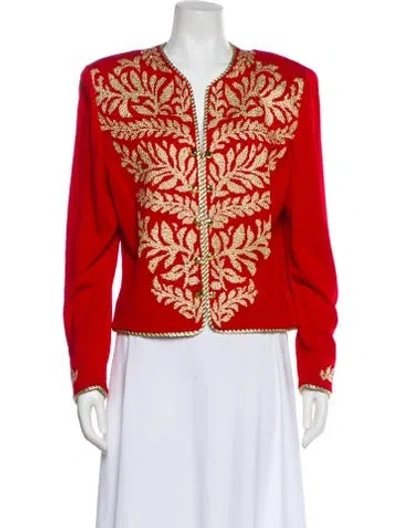 Pre-owned St John Printed Evening Jacket In Red