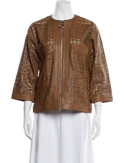 Pre-owned St John Printed Evening Jacket W/ Tags In Brown