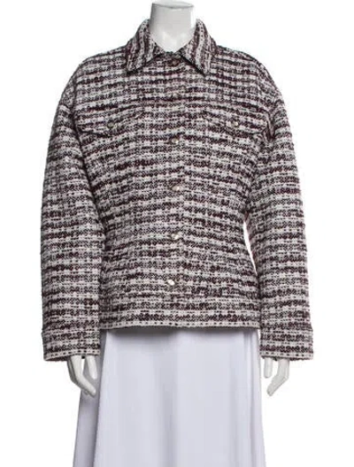 Pre-owned St John Printed Evening Jacket W/ Tags In Burgundy