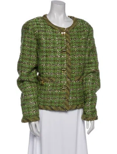 Pre-owned St John Printed Evening Jacket W/ Tags In Green