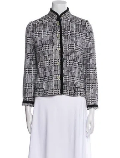 Pre-owned St John Printed Evening Jacket In White