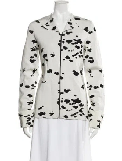 Pre-owned St John Printed Evening Jacket In White