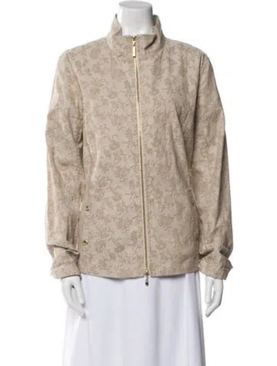 Pre-owned St John Printed Faux Fur Jacket In Brown