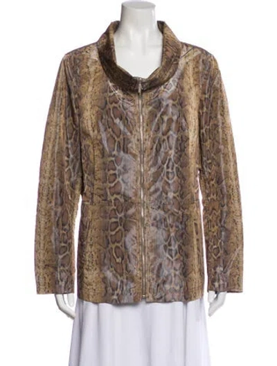 Pre-owned St John Printed Faux Fur Jacket In Multi