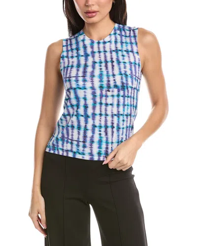 St John St. John Printed Fine Gauge Knit Shell In Blue