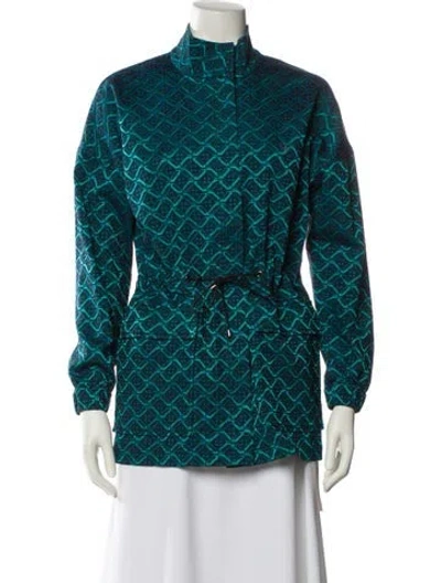 Pre-owned St John Printed Jacket In Green