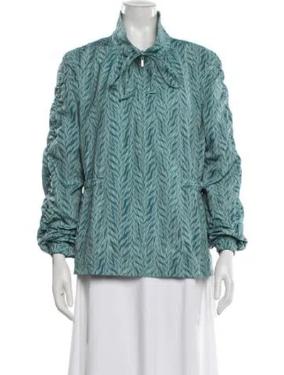 Pre-owned St John Printed Jacket In Green