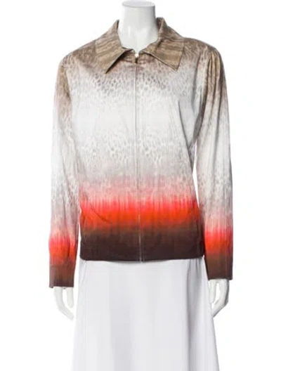 Pre-owned St John Printed Jacket In Neutral