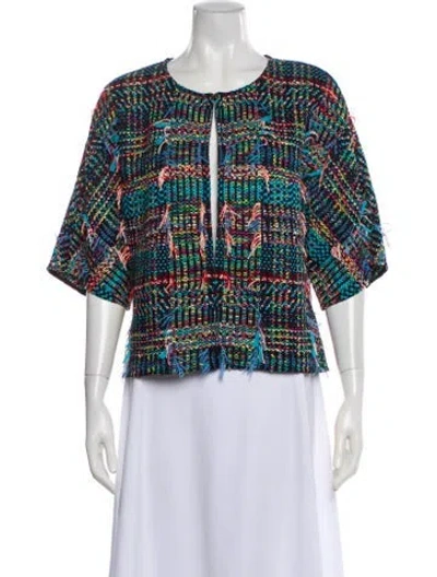 Pre-owned St John Printed Jacket In White