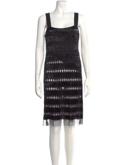 Pre-owned St John Printed Knee-length Dress In Black