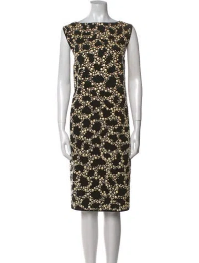 Pre-owned St John Printed Knee-length Dress In Black