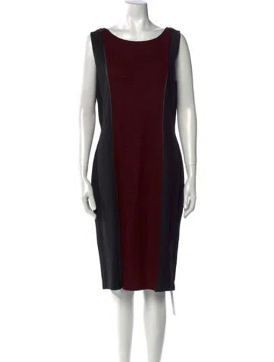 Pre-owned St John Printed Knee-length Dress In Black