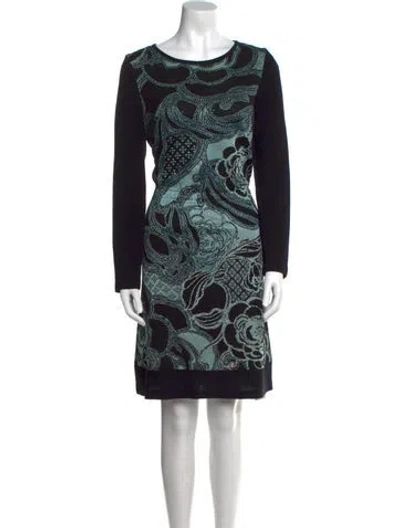 Pre-owned St John Printed Knee-length Dress In Black