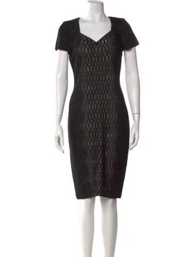 Pre-owned St John Printed Knee-length Dress In Black