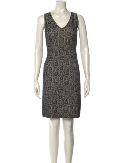 Pre-owned St John Printed Knee-length Dress In Black