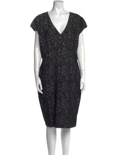 Pre-owned St John Printed Knee-length Dress In Black