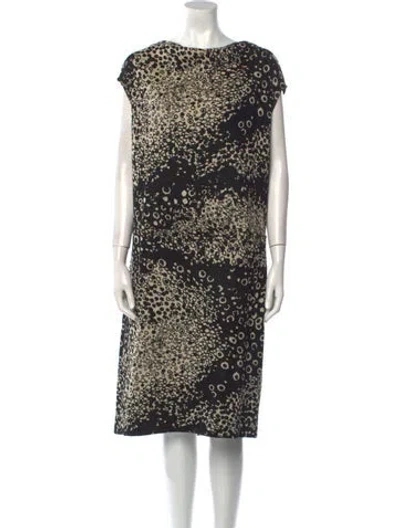 Pre-owned St John Printed Knee-length Dress In Black