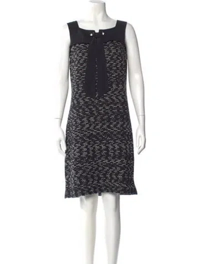 Pre-owned St John Printed Knee-length Dress In Black