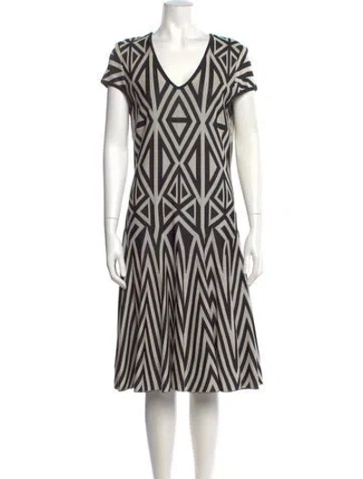 Pre-owned St John Printed Knee-length Dress In Black