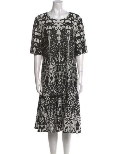 Pre-owned St John Printed Knee-length Dress In Black