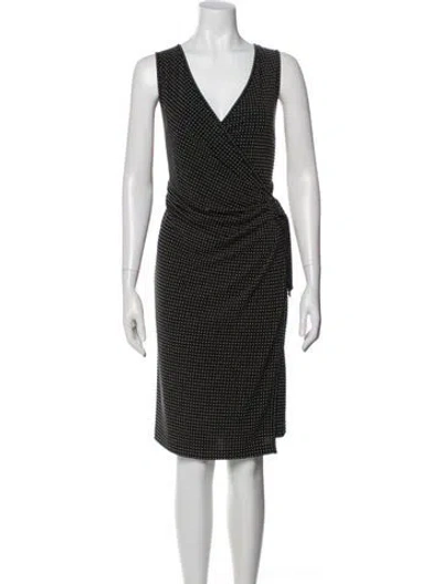 Pre-owned St John Printed Knee-length Dress In Black