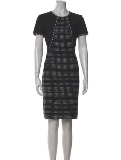 Pre-owned St John Printed Knee-length Dress In Black