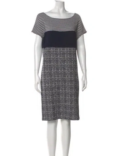 Pre-owned St John Printed Knee-length Dress In Blue