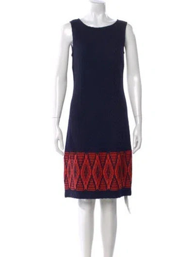Pre-owned St John Printed Knee-length Dress In Blue