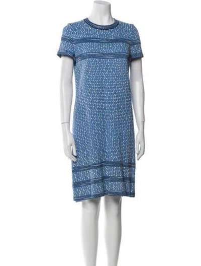 Pre-owned St John Printed Knee-length Dress In Blue