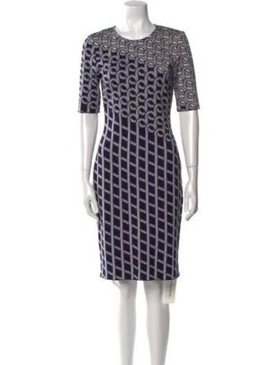 Pre-owned St John Printed Knee-length Dress In Blue