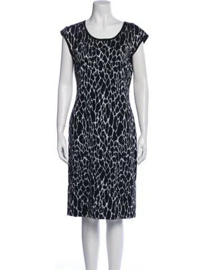 Pre-owned St John Printed Knee-length Dress In Blue