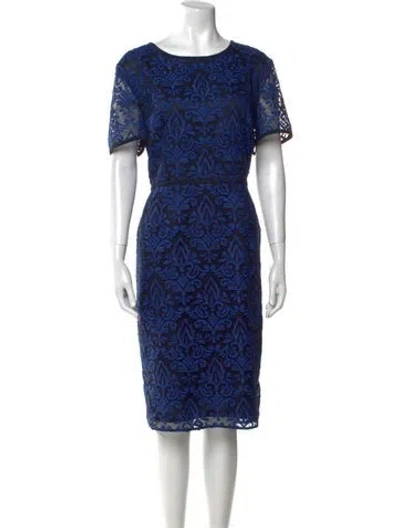Pre-owned St John Printed Knee-length Dress In Blue