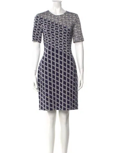 Pre-owned St John Printed Knee-length Dress In Blue